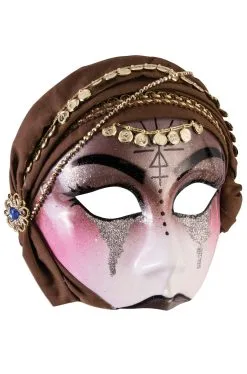Fortune Teller Mask With Scarf (Brown)