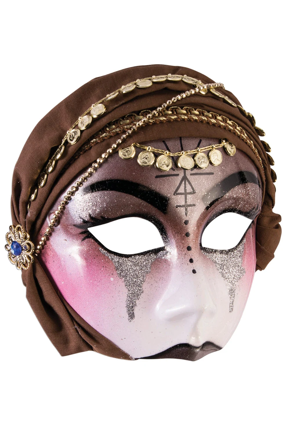 Fortune Teller Mask With Scarf (Brown) 3 Fortune Teller Mask With Scarf (Brown)