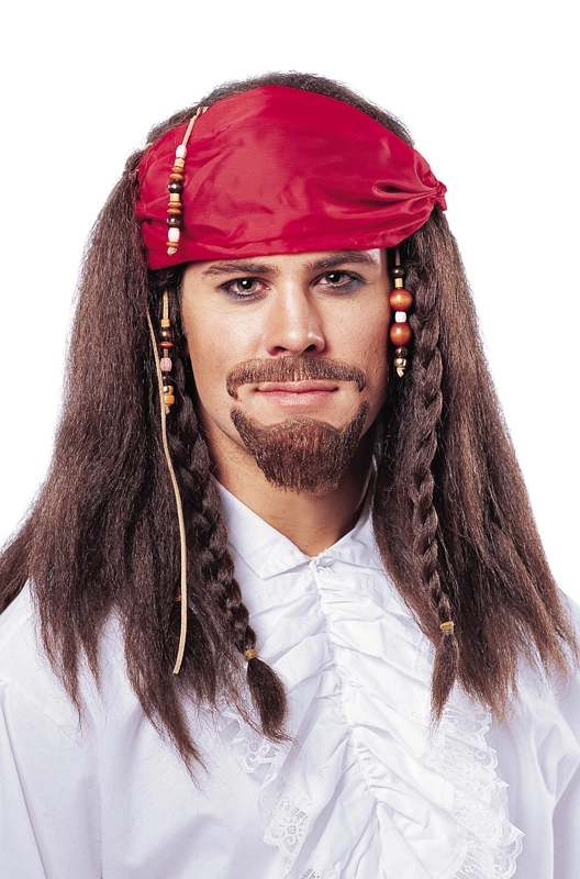 Buccaneer Wig With Bandana (Brown) 3 Buccaneer Wig With Bandana (Brown)