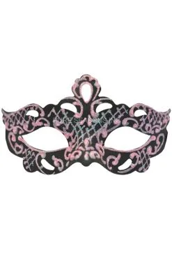 Glittery Gaze Venetian Mask (Black/Light Pink)