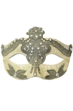 Shattered Lace Guerriero Masquerade Mask (Silver)