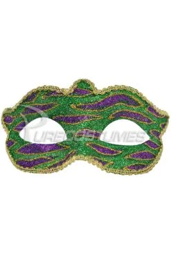 Mardi Gras Animal Print Child Mask (Green)