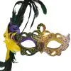 Flirty Feathers Mardi Gras Stick Mask (Green) 1 Flirty Feathers Mardi Gras Stick Mask (Green) -Toddler Costumes Sales M3293GR full 1