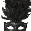 Colombina Vanity Fair Venetian Mask (Black/Black)