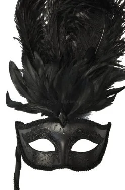 Colombina Vanity Fair Venetian Mask (Black/Black)