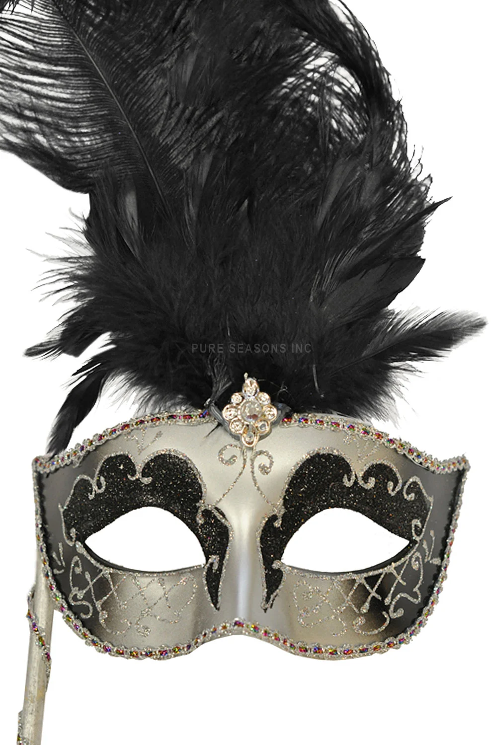 Colombina Vanity Fair Venetian Mask (Black/Silver) 3 Colombina Vanity Fair Venetian Mask (Black/Silver)