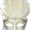 Colombina Vanity Fair Venetian Mask (White/Silver) -Toddler Costumes Sales M6150WS full 1