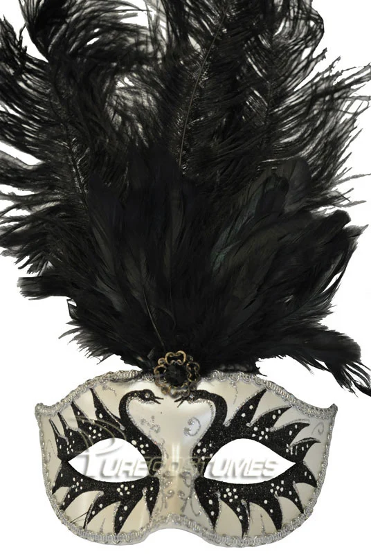 Colombina Swan Princess Feather Mask (Black) 3 Colombina Swan Princess Feather Mask (Black)