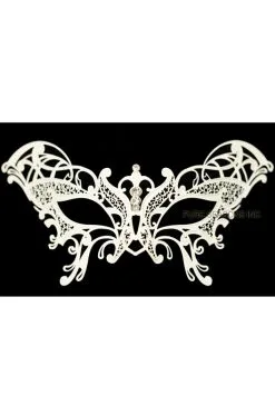 Guilded Butterfly Venetian Mask (White)